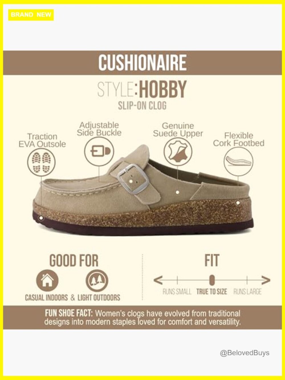 Genuine Leather Suede Mule Clogs with Buckle Strap and Cork Footbed - Picture 4 of 7